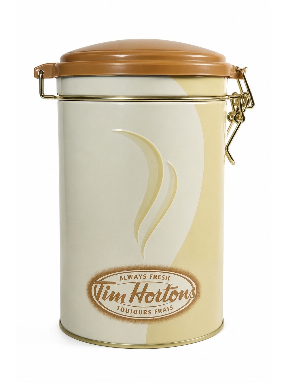 Limited Edition Tim Hortons Coffee Canister Metal Storage Tin Clamp Lid #006